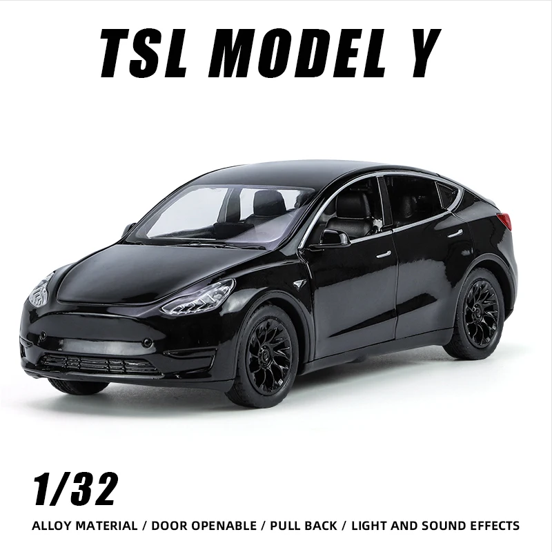 1:32 Tesla Model Y Diecast Alloy Model Car Simulation Pull Back Premium Collection Toy Gift For Boy Hot Wheels One Piece Premium