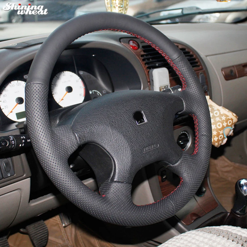 Coprivolante In Pelle Nera Cucita A Mano Brillante Per Citroen Elysee C-Elysee Citroen Xsara Picasso