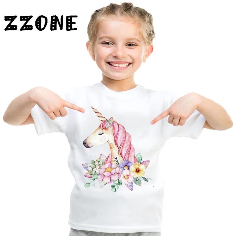 Harajuku Dabbing Unicorn Maglietta Divertente Per Bambini Neonate Cute Cartoon Chic Unicorn Summer Tops Abbigliamento Casual Per Bambini