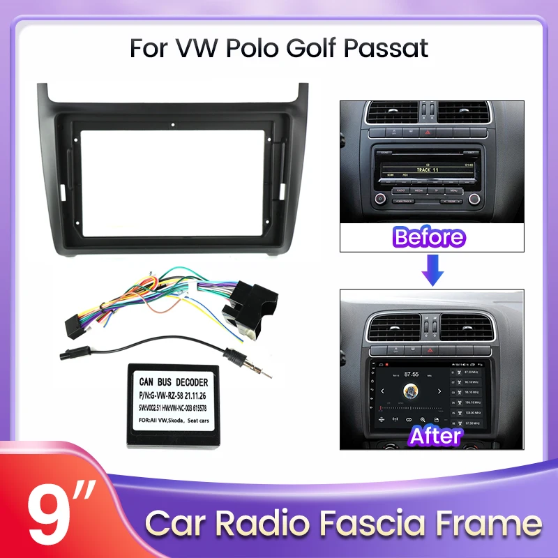 2Din Car Stereo Radio Dvd Cd Fascia Panel Frame Dash Mount Kit Per Vw Volkswagen-Polo Golf Passat Accessori