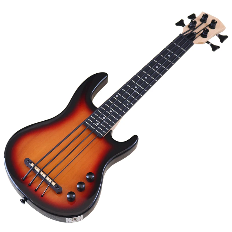 Ukulele Elettrico Silenzioso Da 28 Pollici Basso 4 Corde Ubass Canada Corpo Per Chitarra In Acero Sunburst Colore Mini Ukbass Guitar