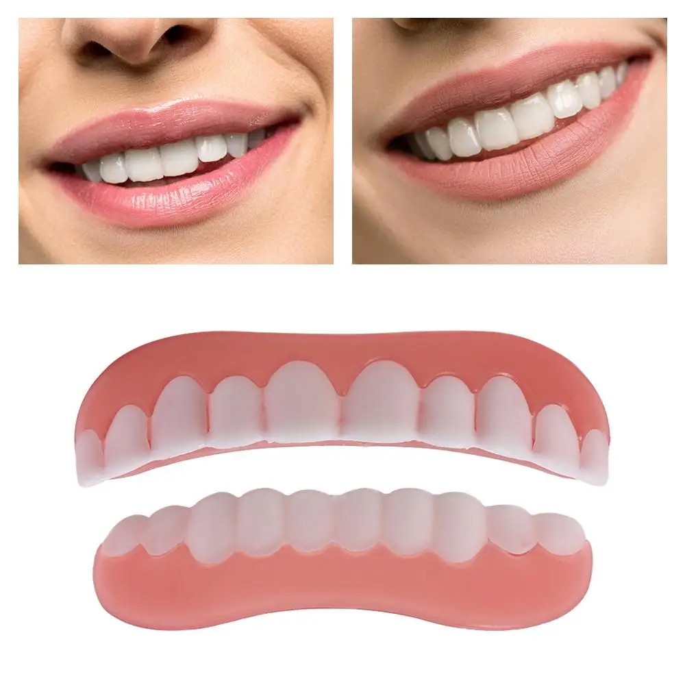 Denti Finti Silicone Superiore Inferiore Impiallacciature Denti Bretelle Dentiere Pasta Protesi Dente Finto Temporaneo Strumento Di Sbiancamento Dei D