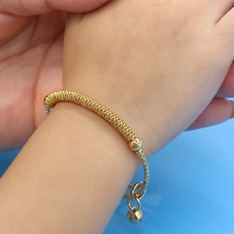 Fs Charm Creatività Regolabile Colore Oro Placcato 18K Brazalete De Bebé Campane Personalizzate Gioielli Bangle