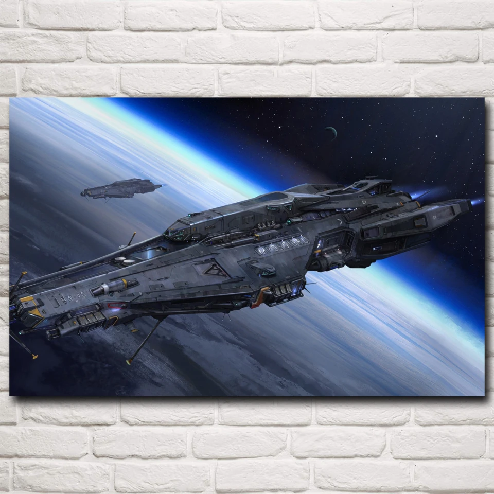 Space Ship Planet Earth Galaxy Stars Nebula Universe Pittura Murale Decorativa Art Silk Poster Home Pictures Stampa Soggiorno