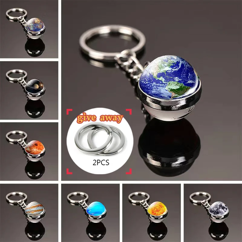 Sistema Solare Pianeta Portachiavi Galaxy Nebula Earth Mars Jupiter Doppia Sfera Di Vetro Portachiavi Luna Portachiavi Ciondolo Auto