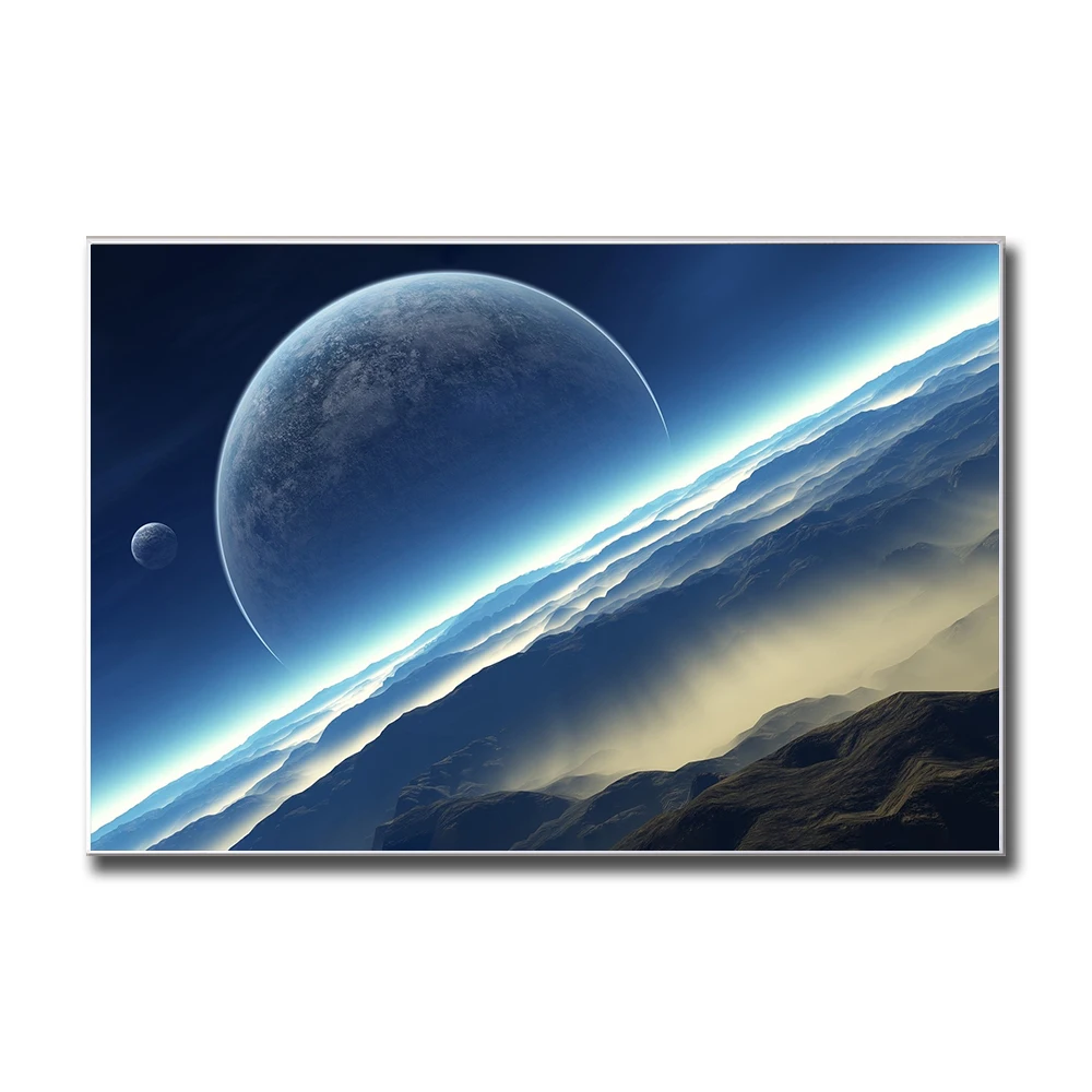 Earth Poster Moon Astronave Starry Sky Nebula Cloud Abstract Wall Art Canvas Painting Living Room Decoration Maision Cuadros