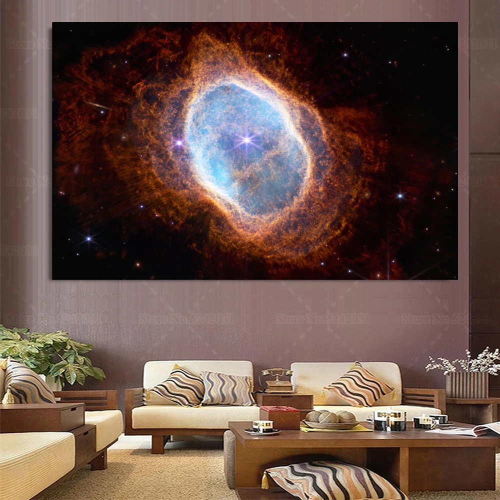 Southern Ring Nebula Canvas Painting Eight-Burst Nebula Deep Space Photo Poster Cosmic Wonder Wall Art Decor