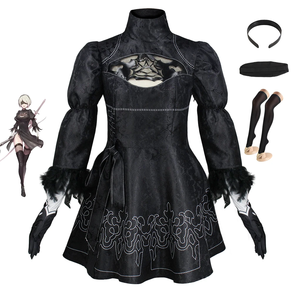 Game Nier Automata 2B Costume Cosplay Dress Yorha 2B Outfit Uniform Adult Women Girls Halloween Carnival Suit