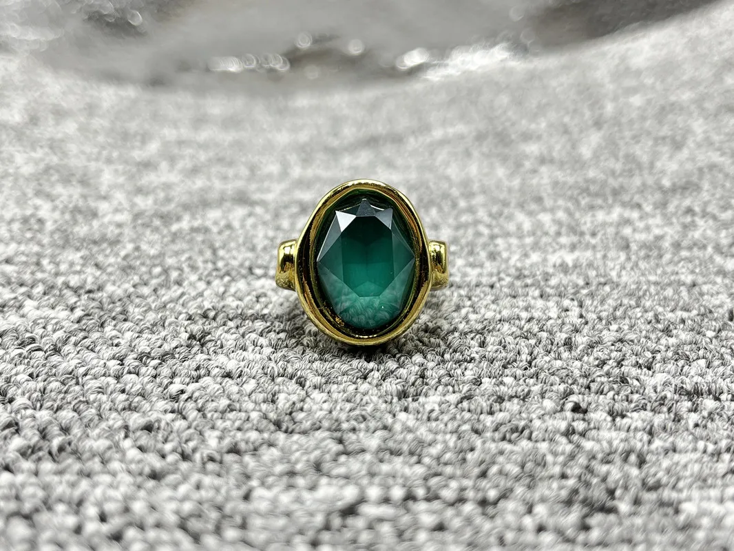 Best Sellers2023 New Fashion Silver Plated 14K Gold Charm Emerald Ring Niche Jewelry Gift