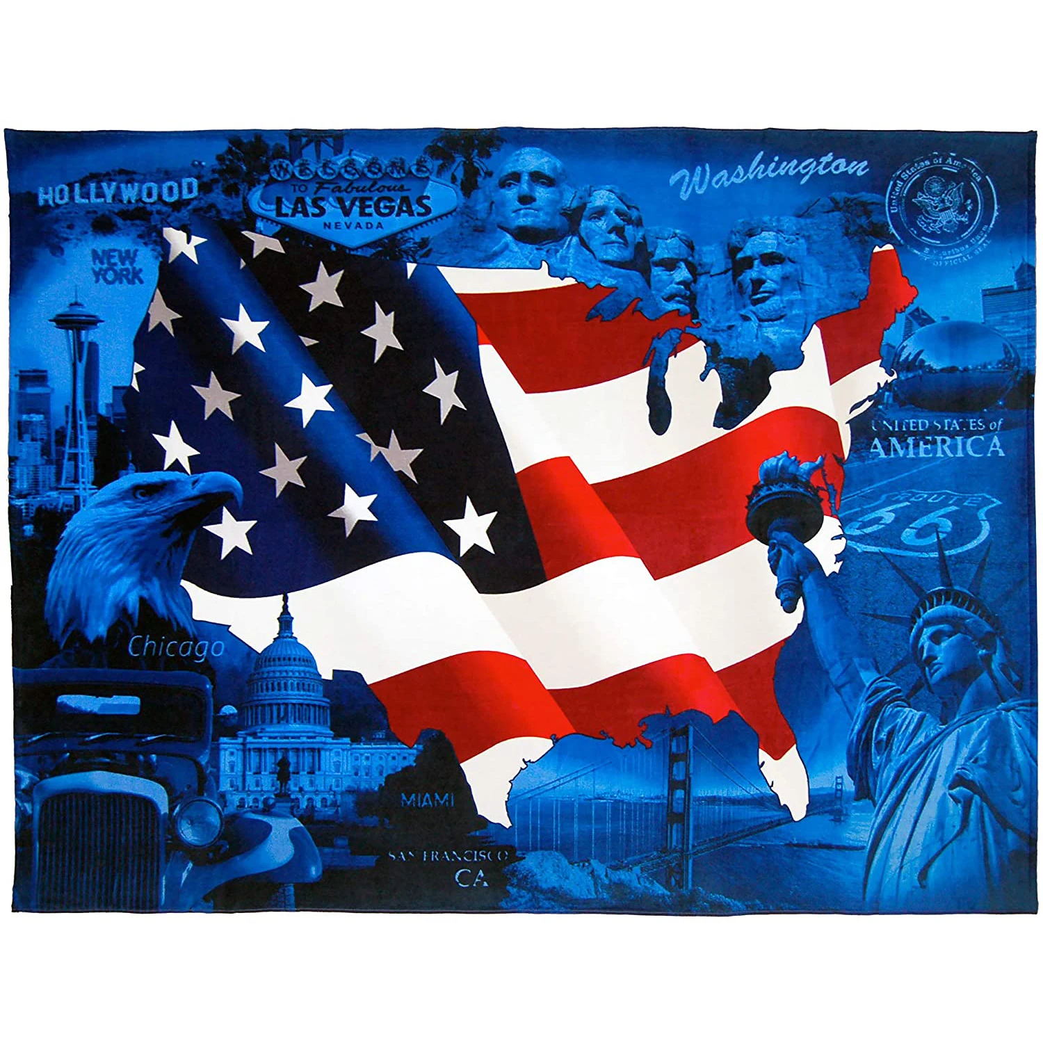 Asciugamano Ad Asciugatura Rapida Extra Large Usa Map American Flag Eagle Statue Of Liberty Vegas Adatto Per Il Nuoto Fitness Yoga