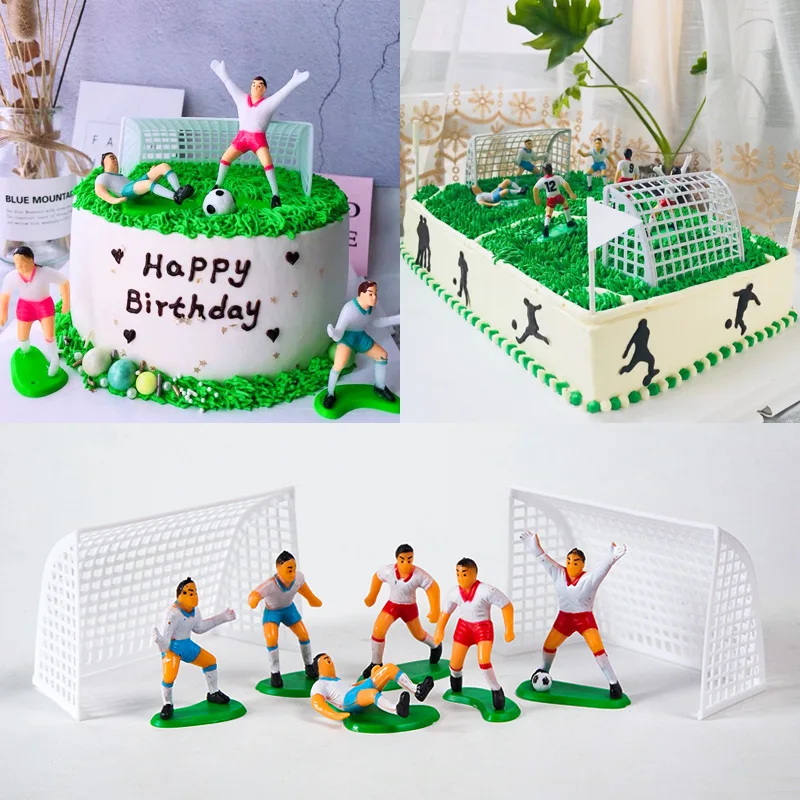 9 Pz/Set Football Boy Cake Decoration Football Field Players Doll Cupcake Topper Happy Birthday Party Decor Sport Kids Boy