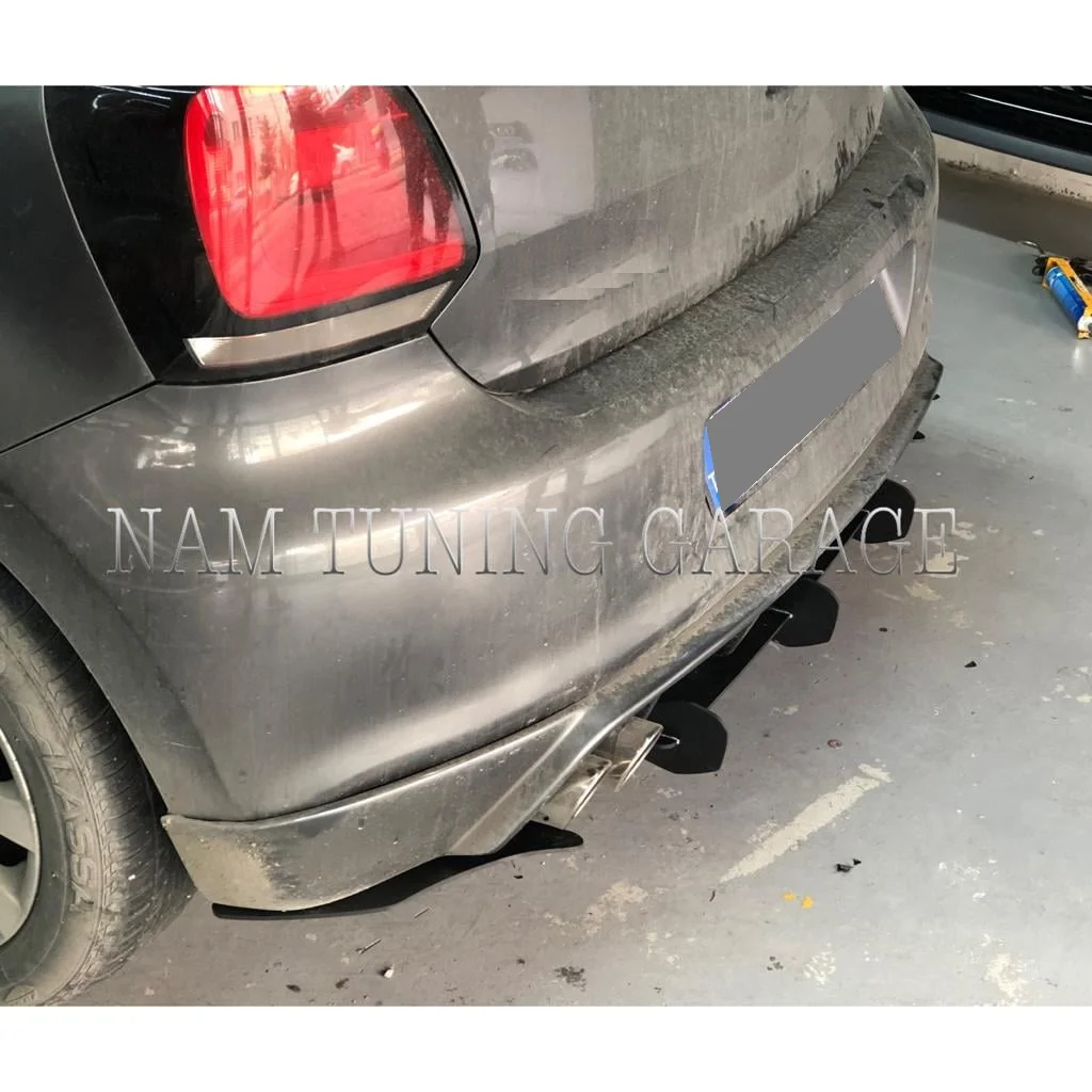Per Volkswagen Polo 6R 6C Auto Paraurti Posteriore Diffusore Spoiler Labbro Pianoforte Nero Paraurti Posteriore Protector Posteriore Laterale Splitter