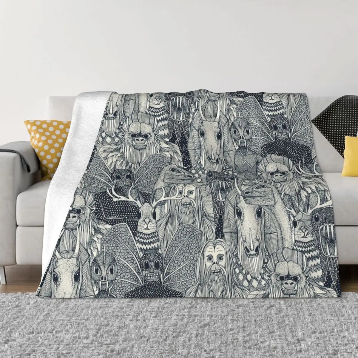 Cryptid Crowd Indigo Pearl Coperta Copriletto Sul Letto Vintage Ultralight