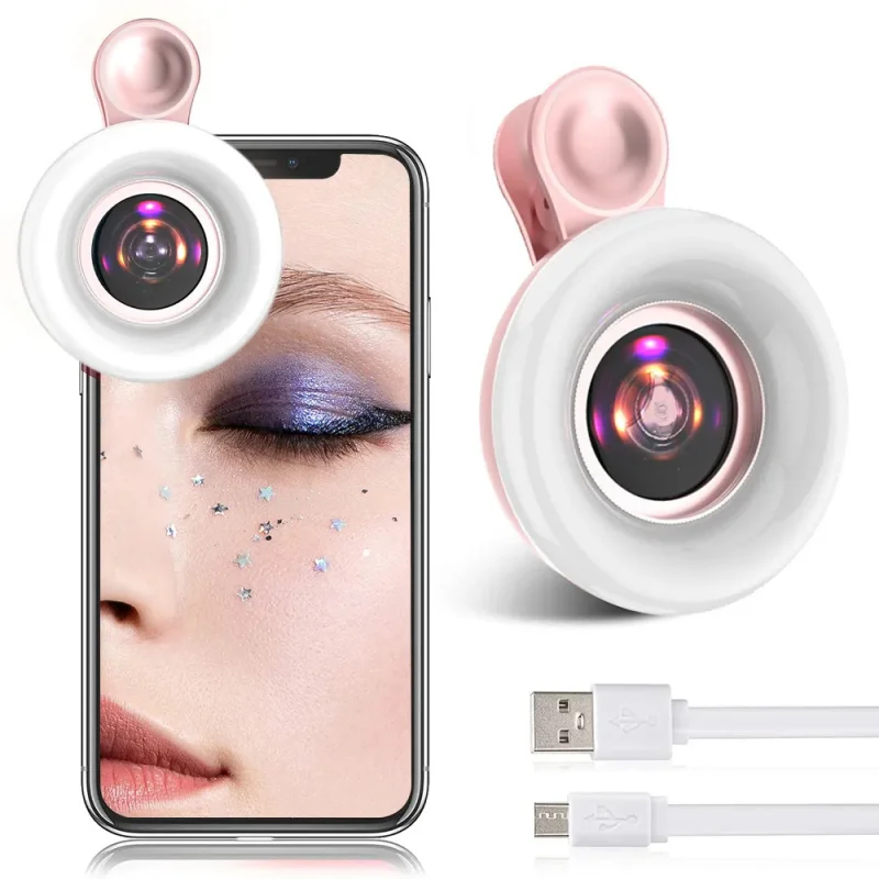 15X Macro Lens Ring Light Phone Obiettivo Della Fotocamera Hd Con Anello A Led Flash Light Smartphone Selfie Live Lamp Photography Fill Light