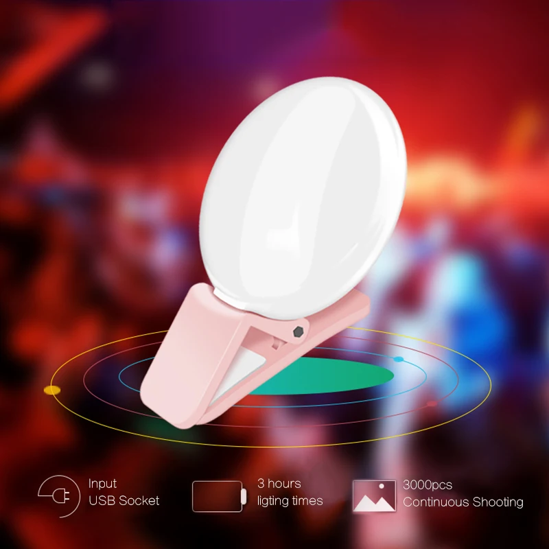 Telefono Universale Selfie Led Ring Flash Light Telefono Portatile Selfie Lamp Lampada A Clip Luminosa Fotocamera Fotografia Video Spotlight