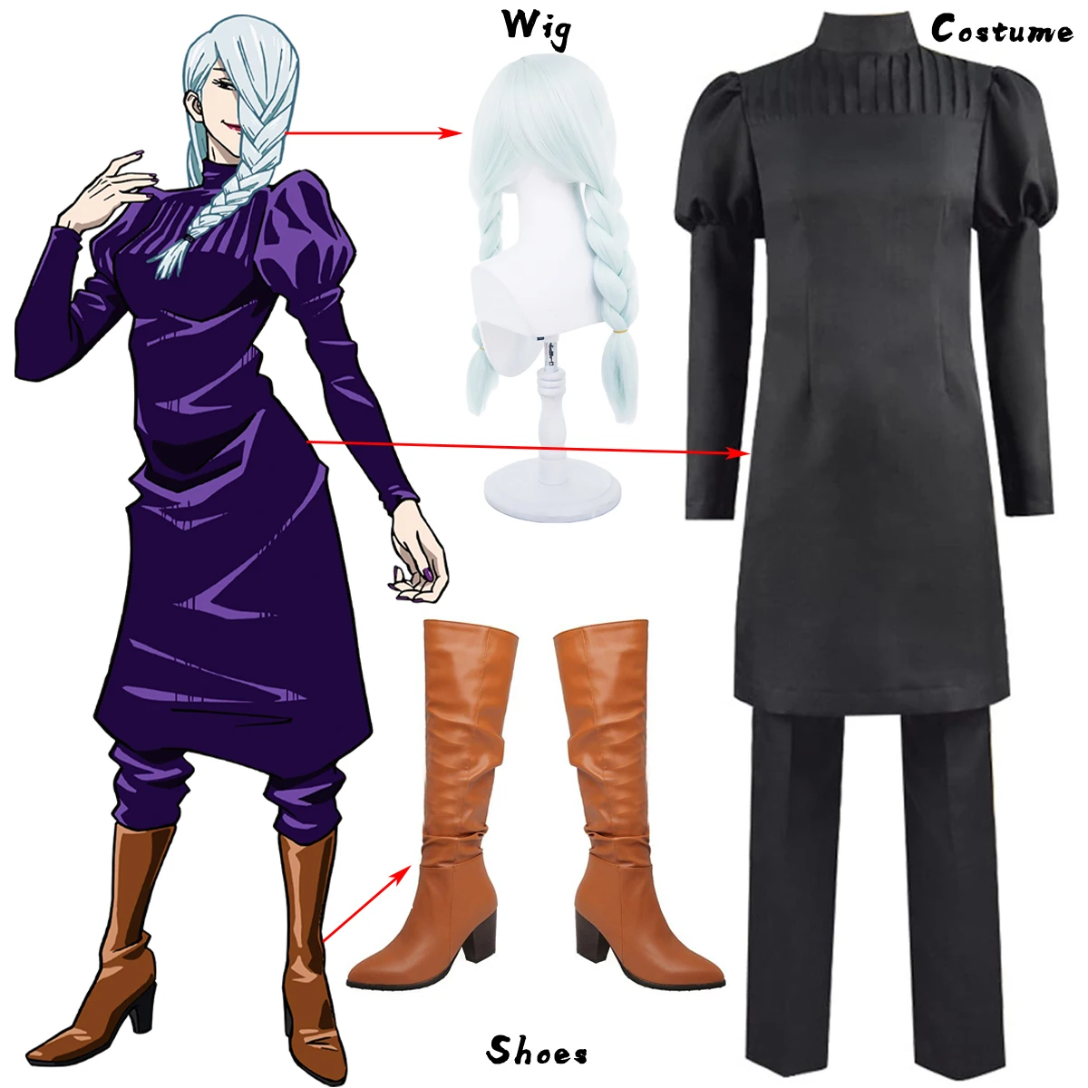 Anime Jujutsu Kaisen Cosplay Mei Mei Cosplay Costume Nero Uniforme Vestito Vestiti Di Halloween Su Misura