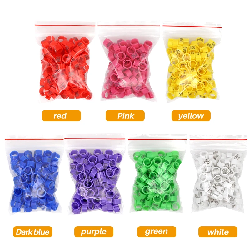 No.001-100 Anello A Clip Per Uccelli Id 8Mm Plastica Digital Markup Pappagallo Piccioni 10 Colori Anello Di Marcatura Anello Per Piede Da Allenamento 