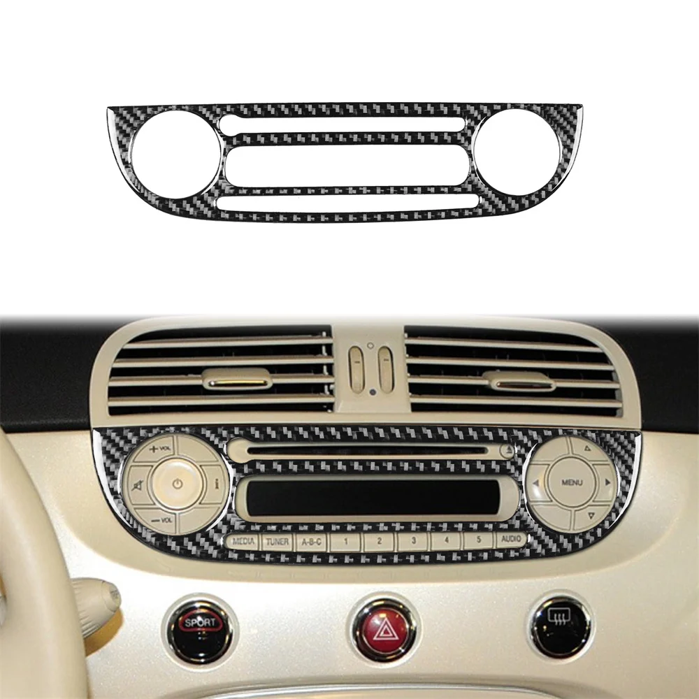 Per Fiat 500 12-15 Pannello Radio Adesivo In Fibra Di Carbonio Trim