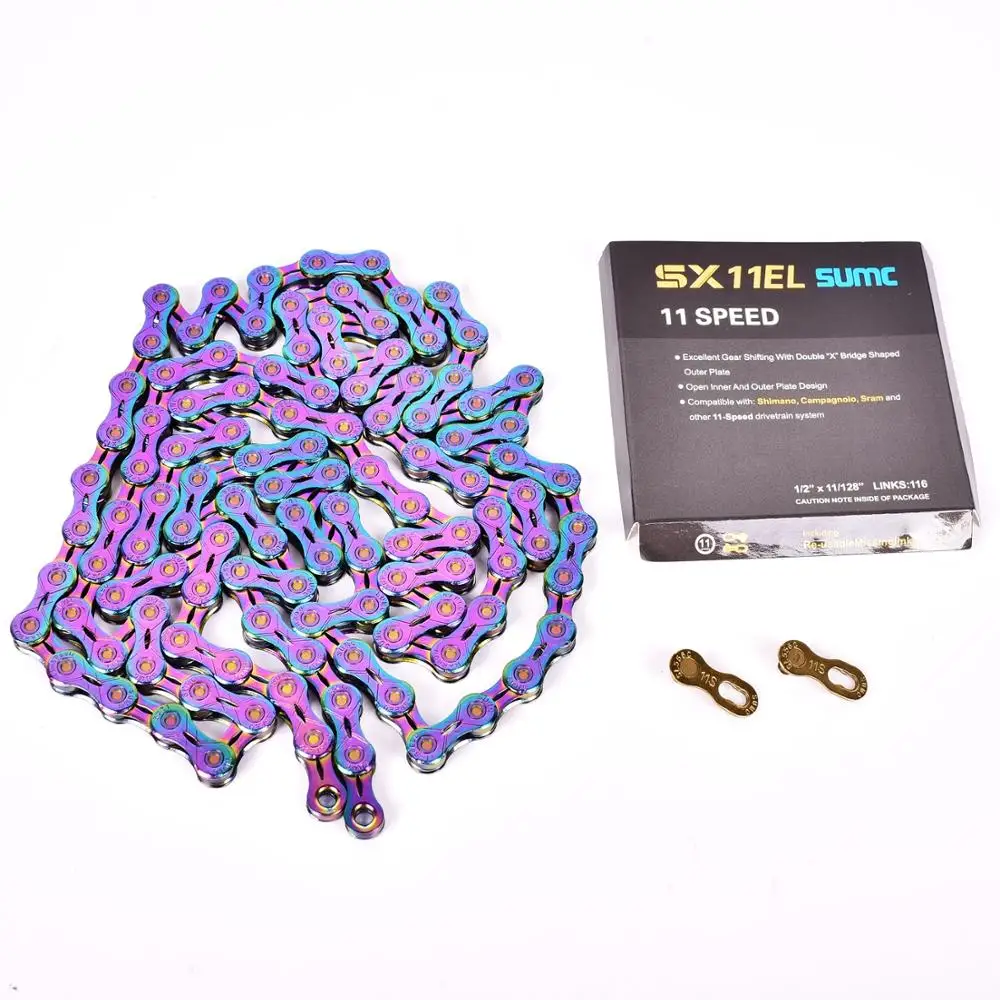 Sumc Mtb Road Bike 11 Speed Shift Chain Rainbow Titanium Golden Silver Chain 11 S Mountain Bike Chain Per Shimano Sram Biciclnolo