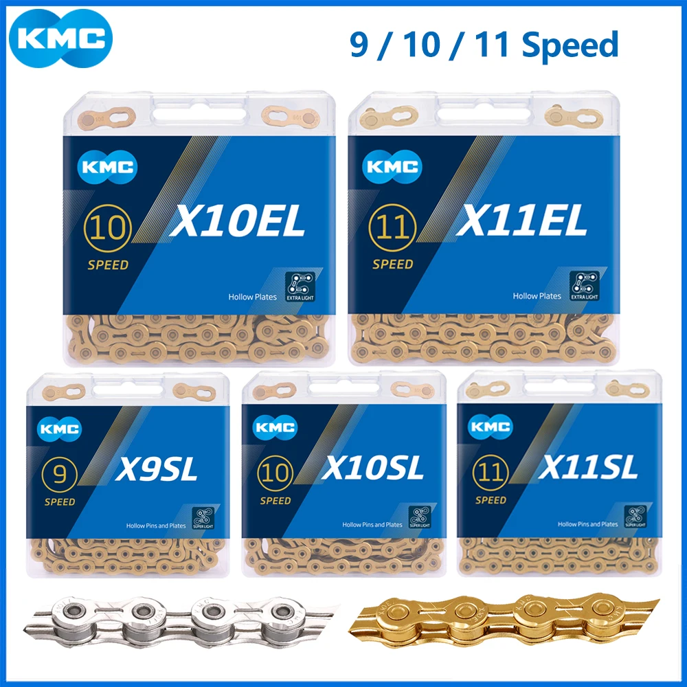 Kmc X8 X9 X10 X11 X10El X11El Ti-N Catena D'Oro Mtb Bicicletta Da Strada 8S 9S 10S 11 Catene Di Velocità Per Sistemi Di Deragliatore Sram/Campagnolo