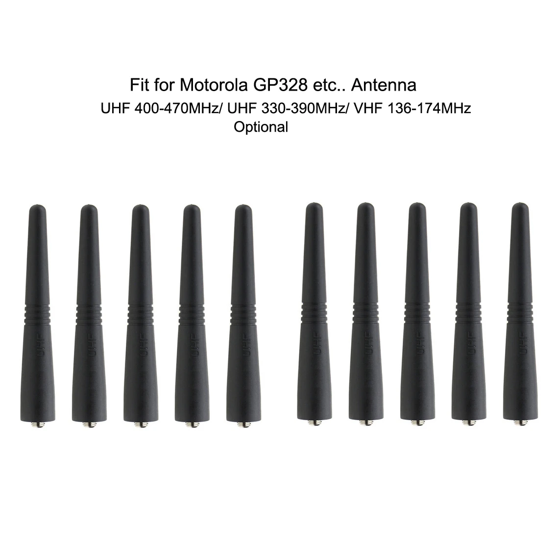 10 Pz Uhf 400-470Mhz/ Uhf 330-390Mhz / Vhf 136-174Mhz Antenna Tozza 9Cm Per Motorola Gp338 Gp328 Gp3188 Gp68 Gp88 Gp340 Radio