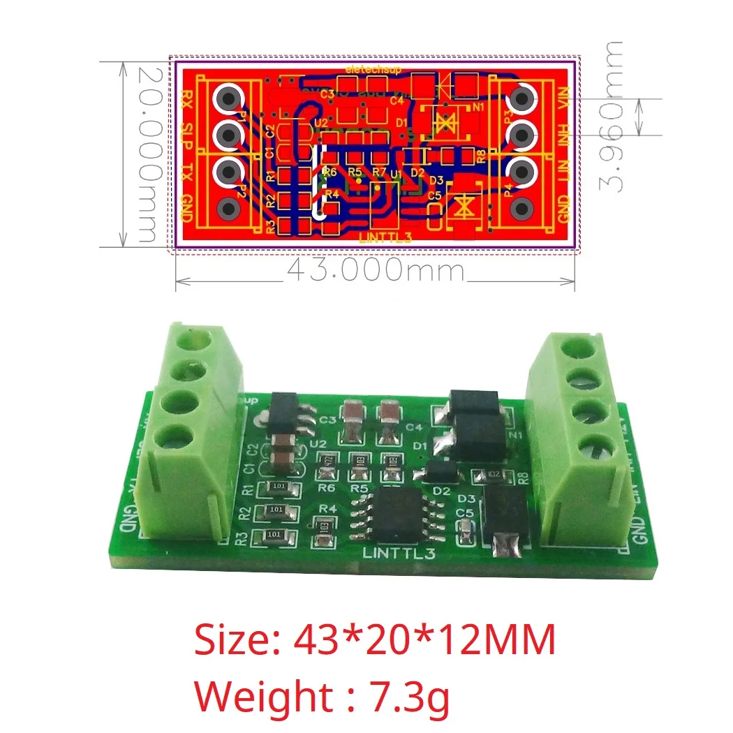 Lin 2.1/Sae J2602 Ricetrasmettitore Lin Bus Module 20Kbd Uart Ttl232 Rs485 K-Line Can Data Analyzermaster-Slave Protocol Controller