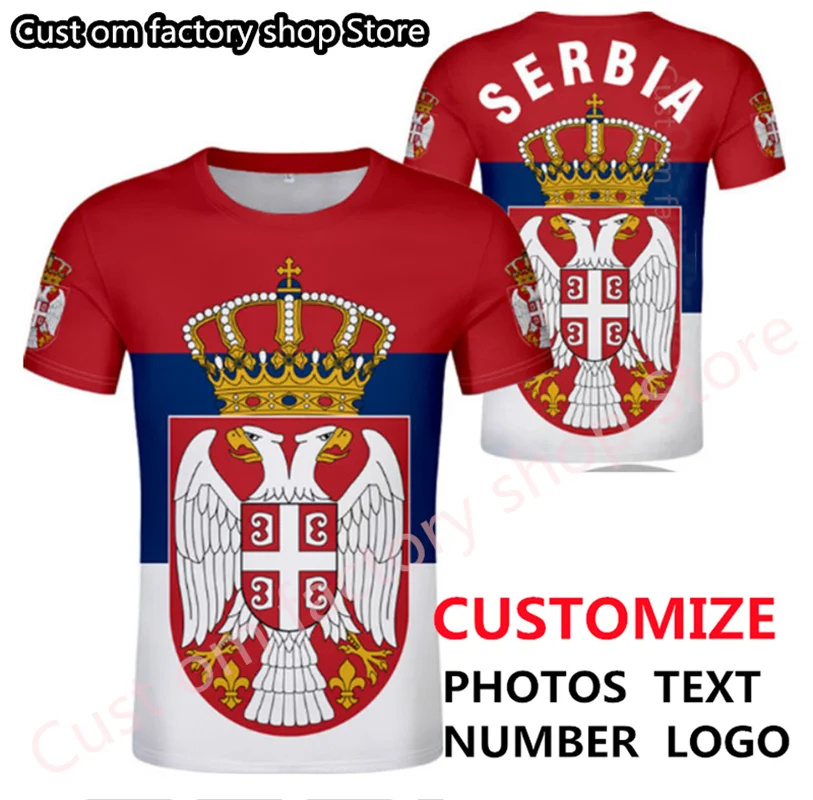 T-Shirt Serbia Repubblica Gratuita Nome Personalizzato Numero T-Shirt Srpski Nation Flag Serbien College Print Logo Clothes