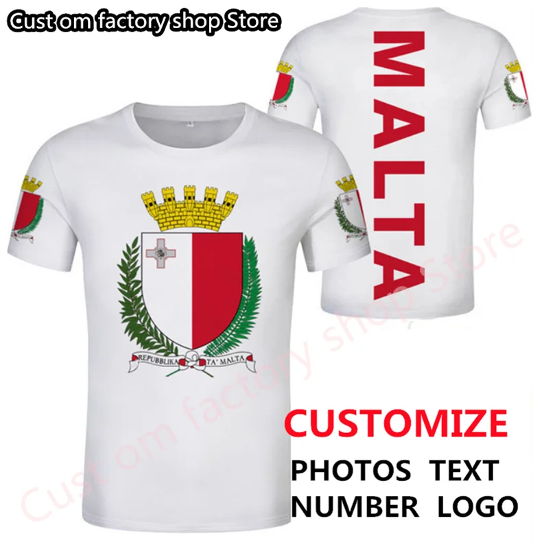 Maglietta Malta Fai Da Te Gratuito Nome Personalizzato Numero Mlt T-Shirt Nation Flag Mt Repubblica Di Malta Country College Logo Foto Vestiti