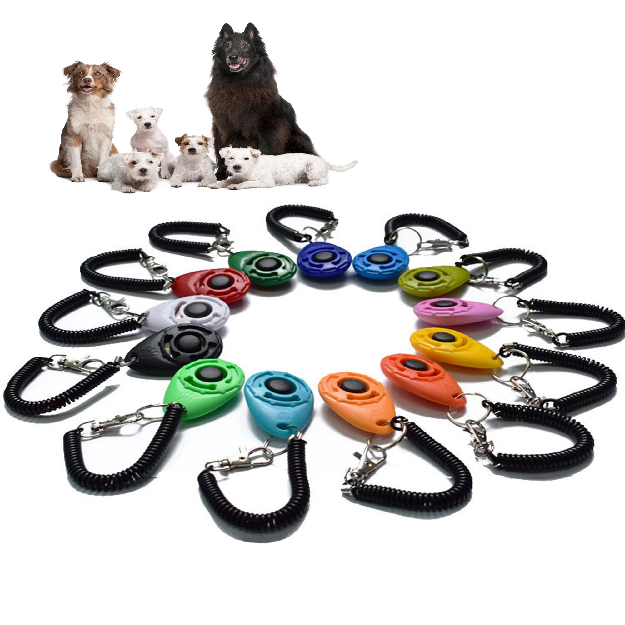Dog Training Clicker Pet Cat Plastic New Dogs Click Trainer Aid Tools Cinturino Da Polso Regolabile Suono Portachiavi Forniture Per Cani