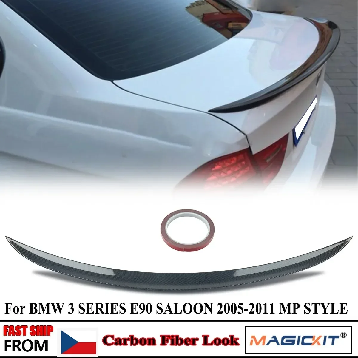 Magickit Per Bmw Serie 3 E90 M Performance Style Posteriore Tronco Boot Spoiler Lip Carbon Look