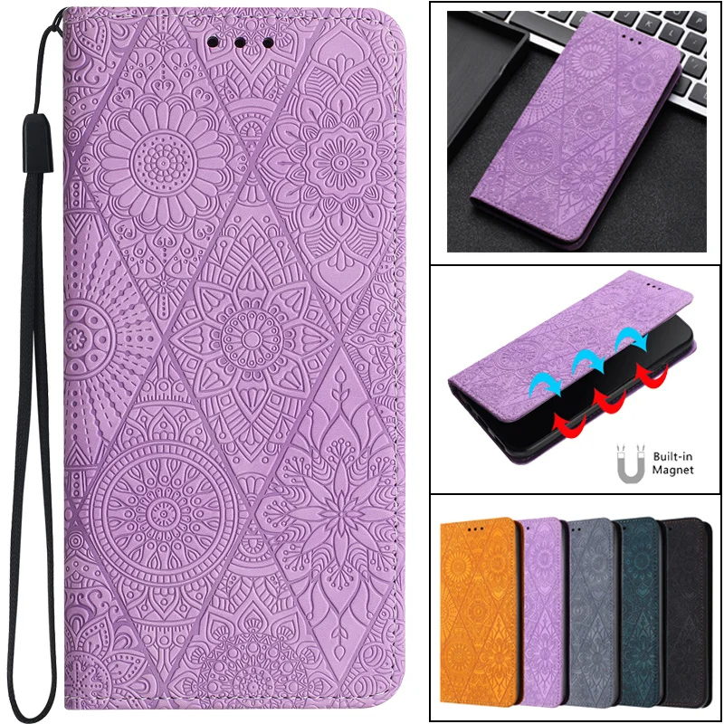S23 Ultra Custodie Leather Flip Etui On Per Samsung Galaxy S23 Ultra S23 S23 + S23 Plus S23Ultra Vintage Flower Wallet Phone Cover