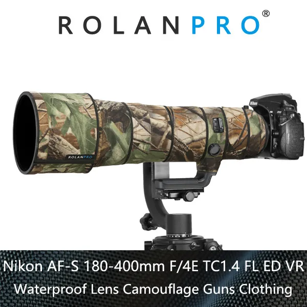 Rolanpro Obiettivo Di Macchina Fotografica Cappotto Camuffamento Per Nikon Af-S 180-400Mm F/4E Tc1.4 Fl Ed Vr Pioggia Caso Della Copertura Di Protezio