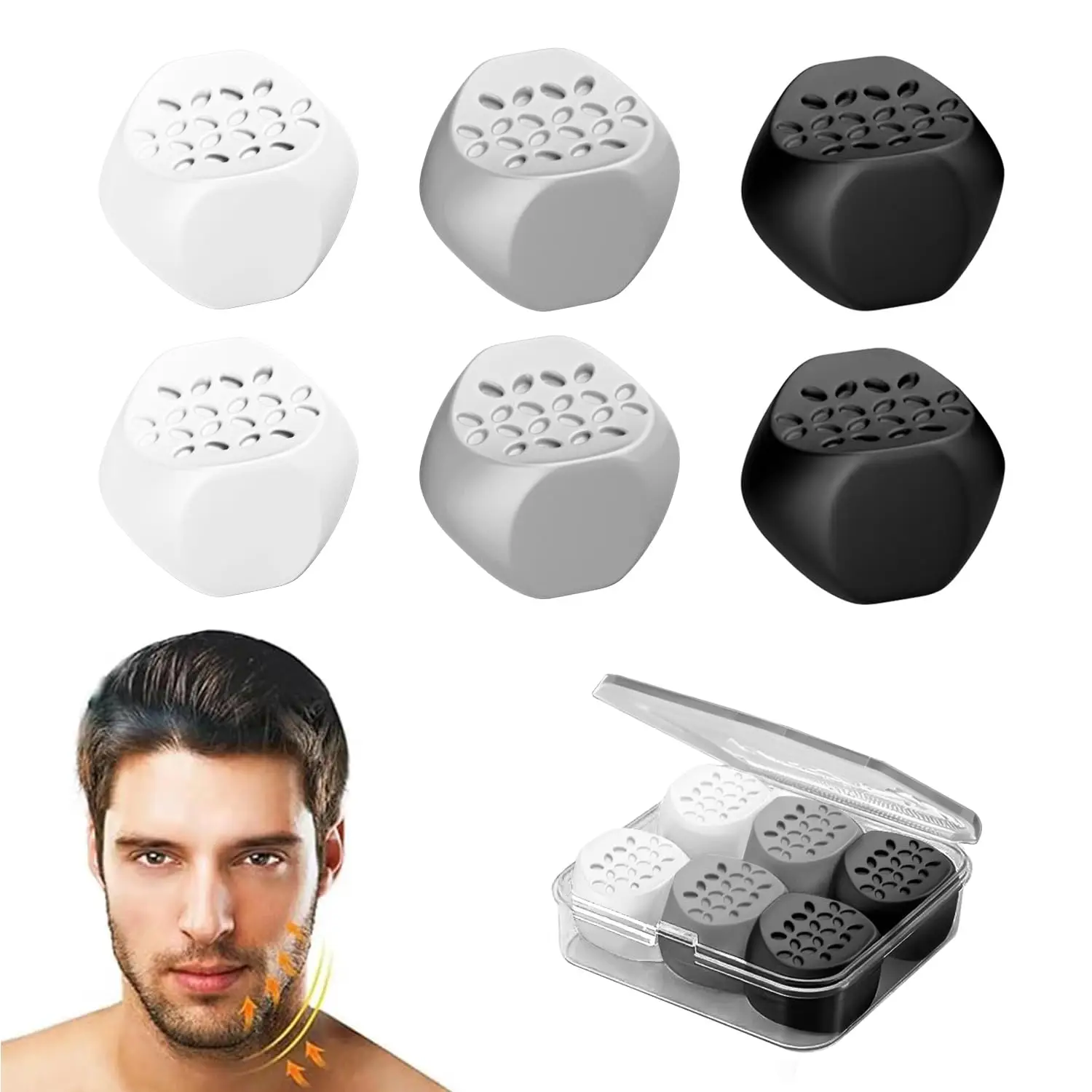 Jaw Exerciser For Men & Women Silicone Jawline Exerciser Shaper Slims & Tones Face Potente Jawline Trainer (6 Pezzi) Con Scatola