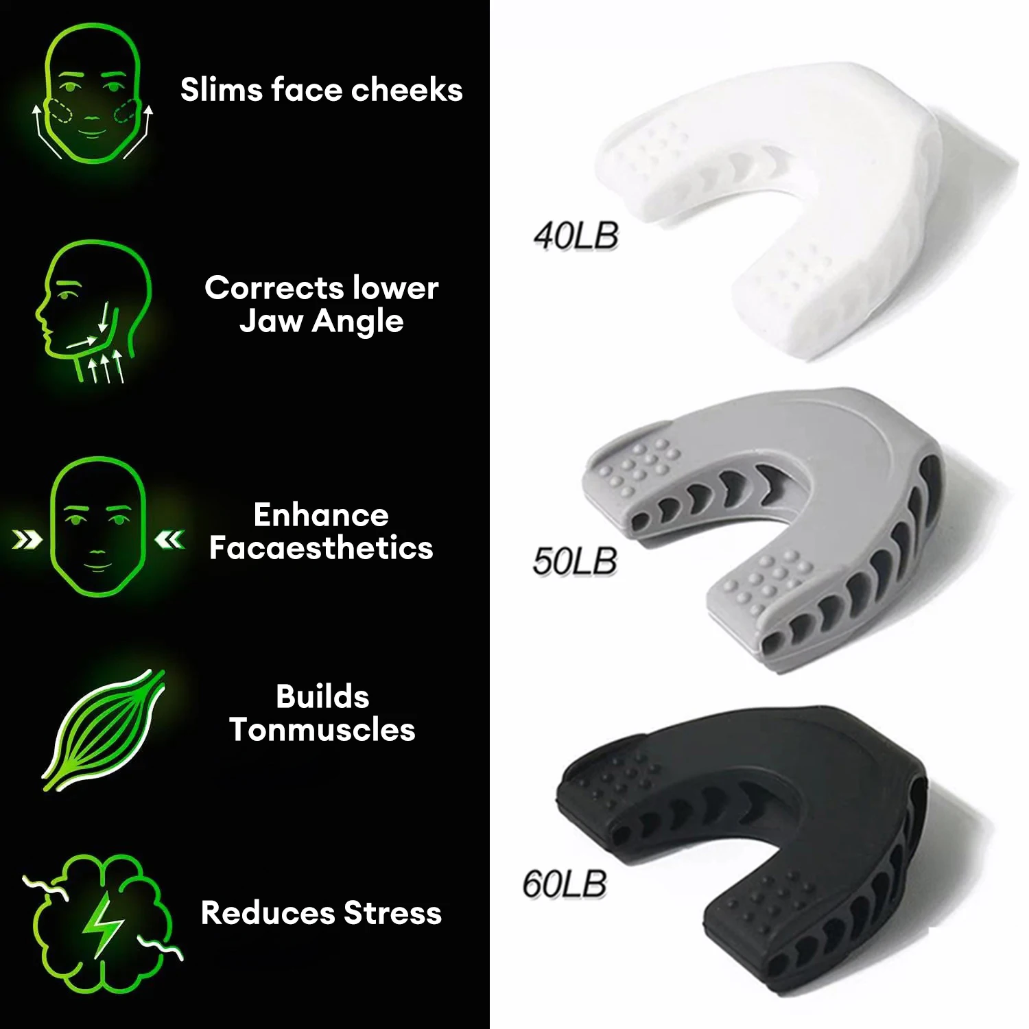 1-3 Pz 40/50/60Lbs Jaw Exerciser Per Uomini E Donne Compresse In Silicone Jaw Exerciser Gum Free Jawline Trainer E Jawline Shaper