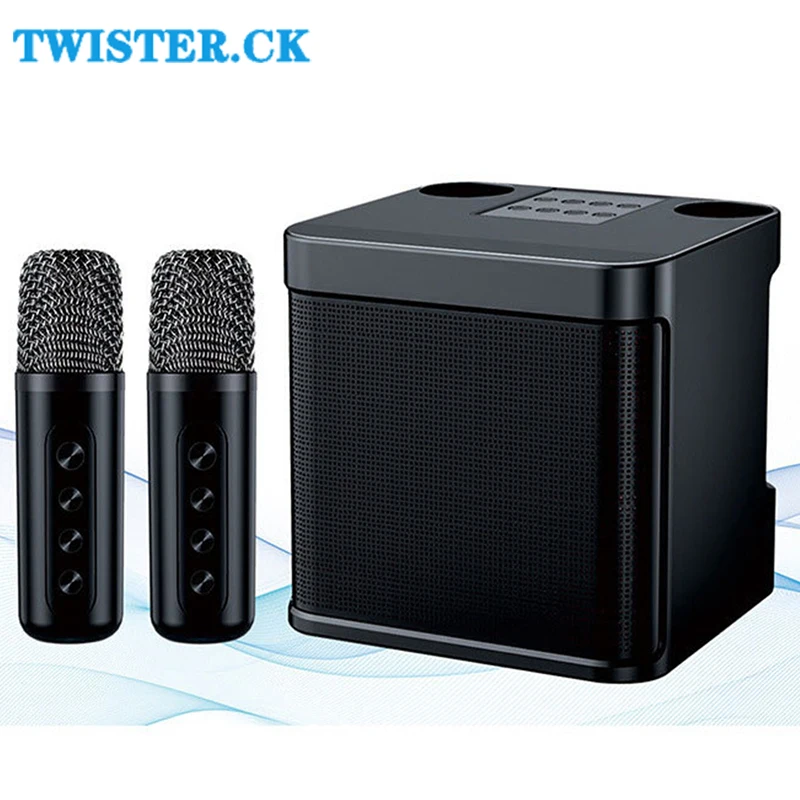 Kd203 Karaoke Machine Con Doppio Microfono Cambia Funzioni Vocali Altoparlante Portatile Studio Subwoofer Aux Tf Card U Disk Player