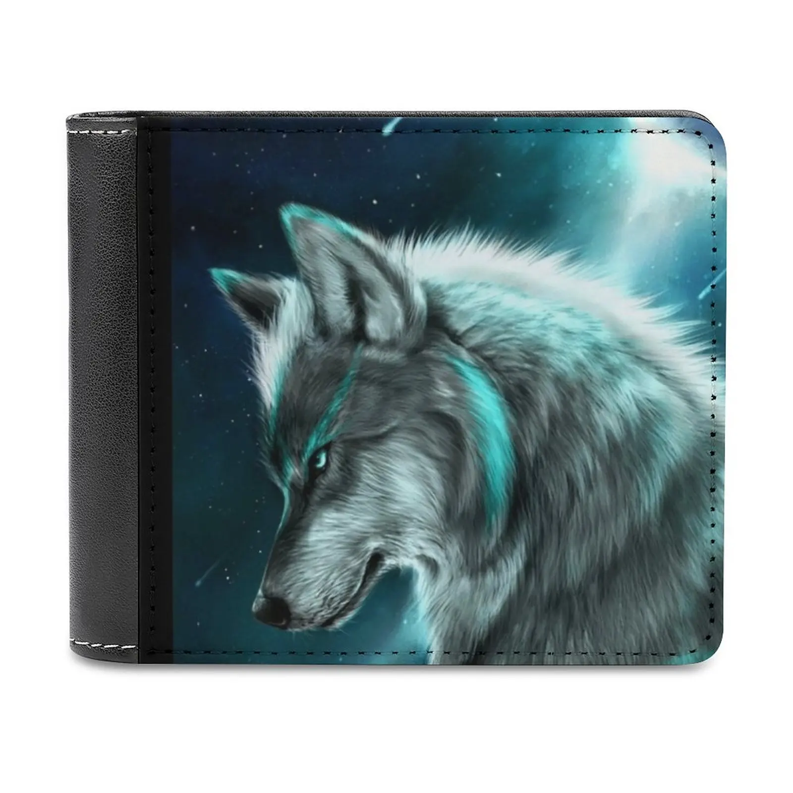 Space Black Angry Wolf Portafogli Personalizzati Da Uomo In Pelle Pu Di Alta Qualità Per Portafogli Regalo Da Uomo Di Lusso Space Wolf Space Black Wol
