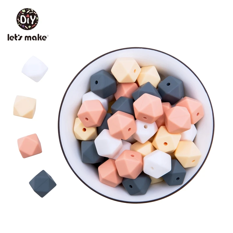 Facciamo Perline Di Silicone Perline Esagonali 14Mm 10Pc Food Grade Silicone Massaggiagengive Fai Da Te Ciuccio Clip Perline Collana Massaggiagengive