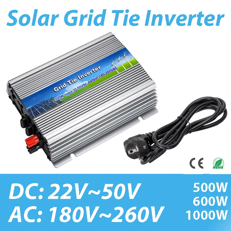 On Grid Tie Solar Inverter Onda Sinusoidale Pura 22-50V Dc Input To 220 V230V Ac Output 50/60Hz 500W 600W 1000W Inverter