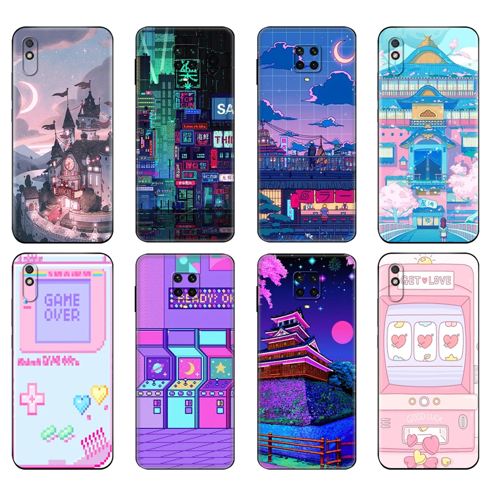 Custodia In Tpu Nera Per Xiaomi Redmi 7A 8 8A 9 9A 9C Custodia Redmi Note 8T 8 Pro T Note 9 9S 9 Pro Custodia Art Pixel Estetica