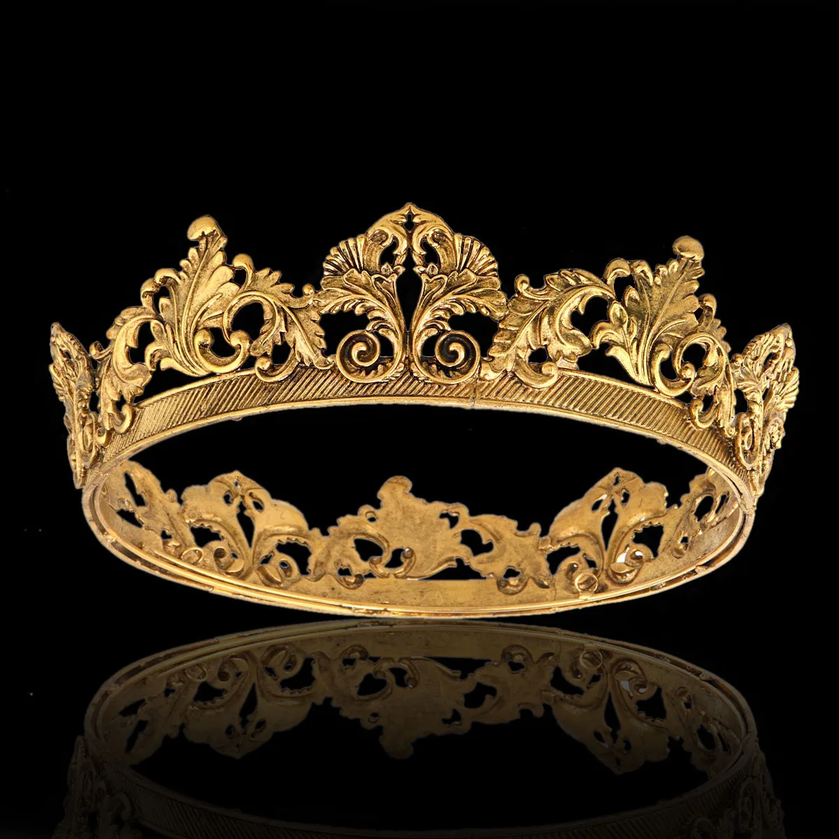 Vintage Round Metal Alloy Black Gold Diademi E Corone Boy Royal King Crowns For Men Party Costume Prince Accessori Per Capelli Uomo