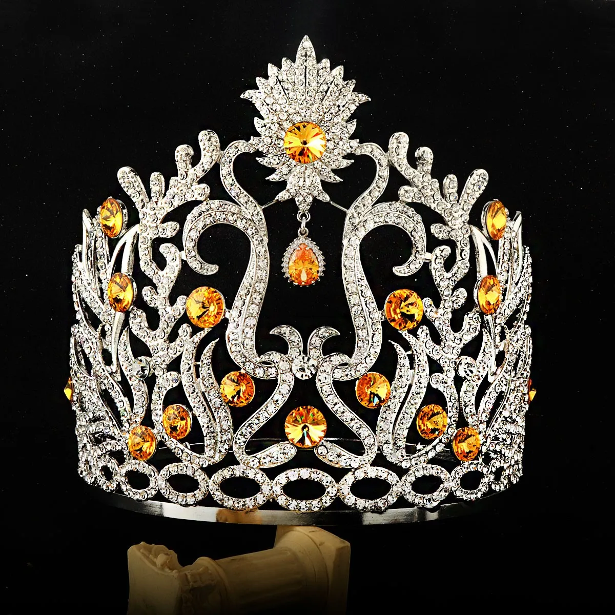 Luxury Royal Queen Silver Big Bridal Diademi Corone Di Cristallo Per Le Donne Regolabile Miss Universe Jewelry Prom Pageant Trophy Diadem