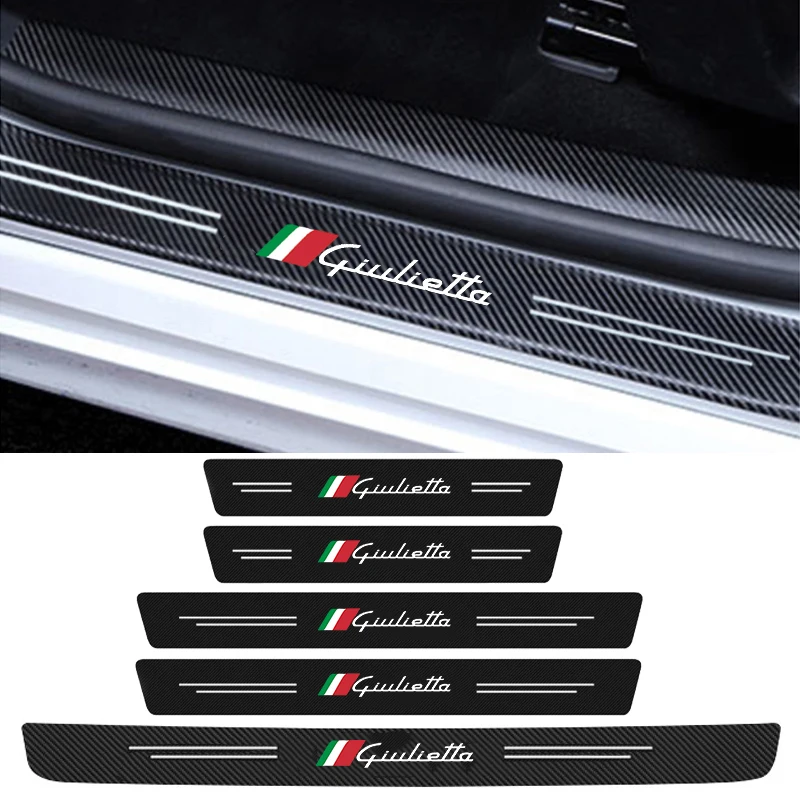 Per Alfa Romeo Giulietta Logo Car Door Soglia Scuff Plate Decalcomanie Strip Tape Trunk Bumper Sill Protector Stickers Protezioni Per Pedali