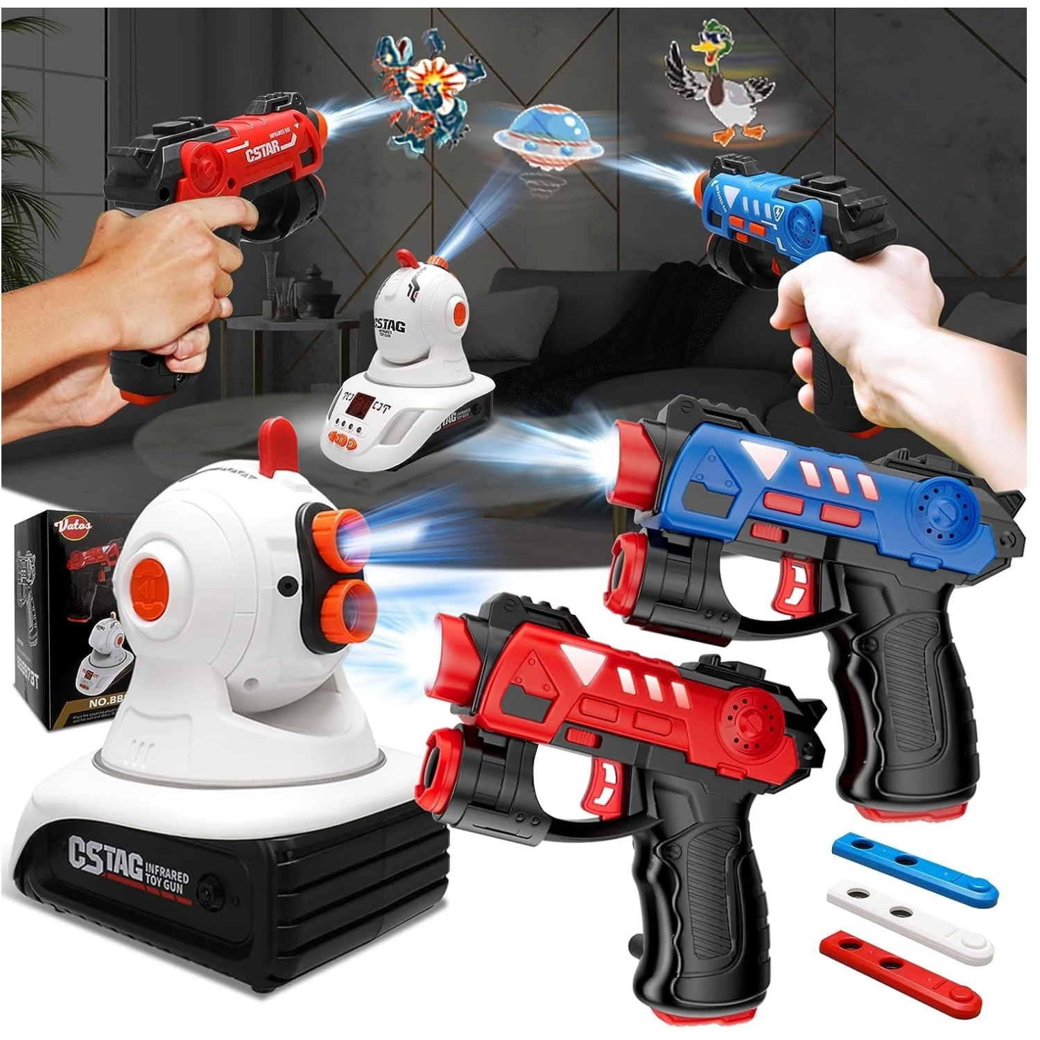 Vatos Set Di Tag Laser Con Proiettore 2 Giocatori Mini Tag Laser A Infrarossi Per Bambini Ragazzi 3 + Gioco Indoor/Outdoor Regalo Ideale Per Bambini