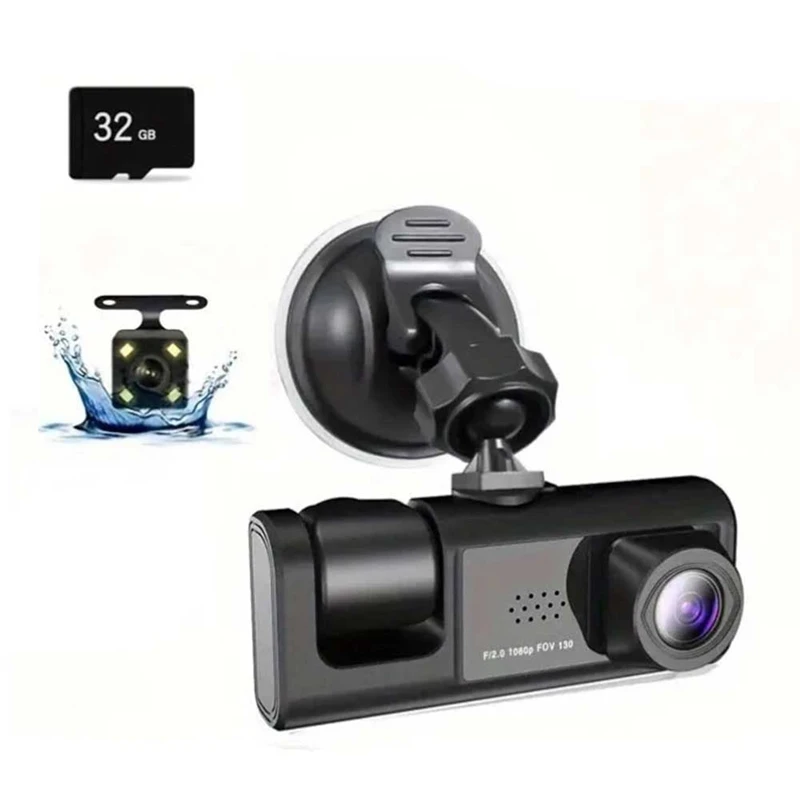Hd 1080P + Wifi Loop Video Car Camera 3 Lens Car Recorder Wireless Wifi Mobile Connected Car Dvr