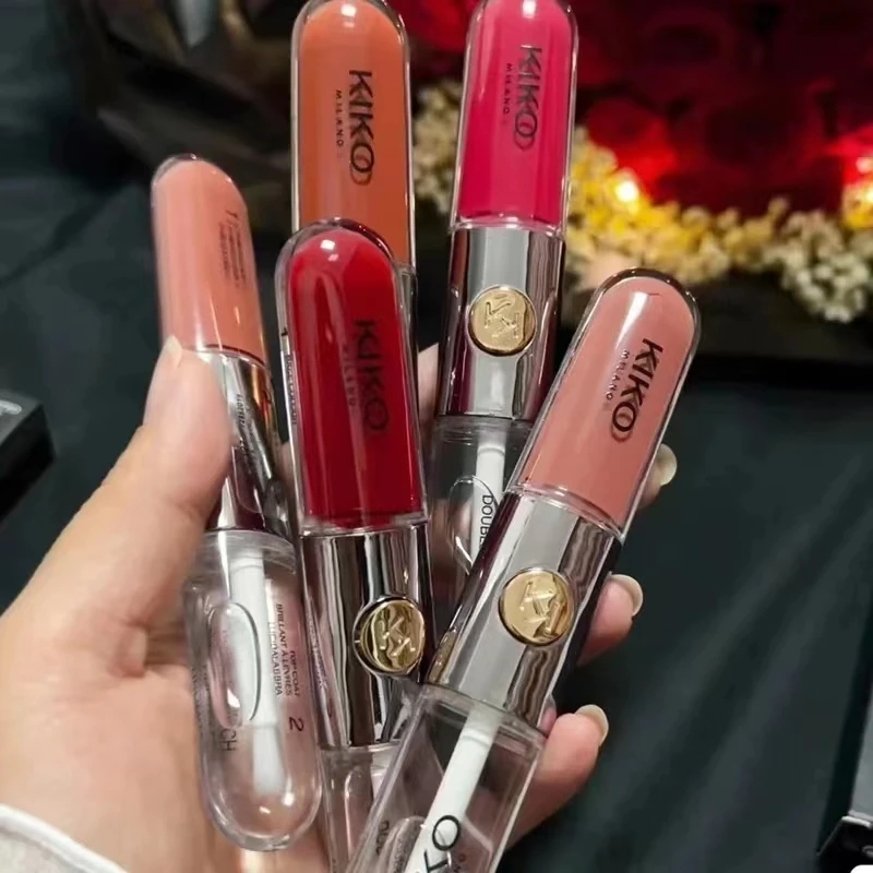 2 Pezzi Kiko Lip Treatment Lip Oil Lip Glazenon-Fadinglipsticks Trucco Gloss Milk Tea Bean Paste Trasparente Lip Color Lip Balm