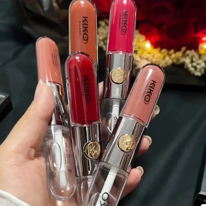 Kiko Double Head Lip Oil Lip Glaze Rossetti Non Sbiaditi Trucco Gloss Milk Tea Bean Paste Trasparente Maquillajes Para Mujer