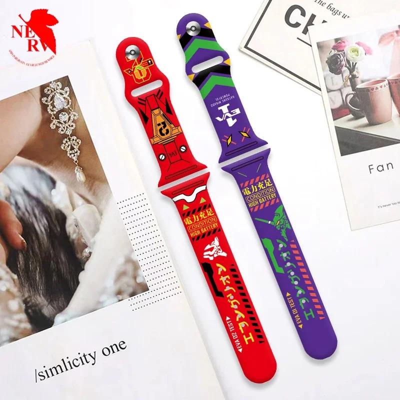 Evangelion Eva Iwatch Strap Per Apple Watch Band 38 40 41 Iwatch Anime Figure Cosplay Apple Watch Bracelet8 7 6 5 4 3 Se Gifts