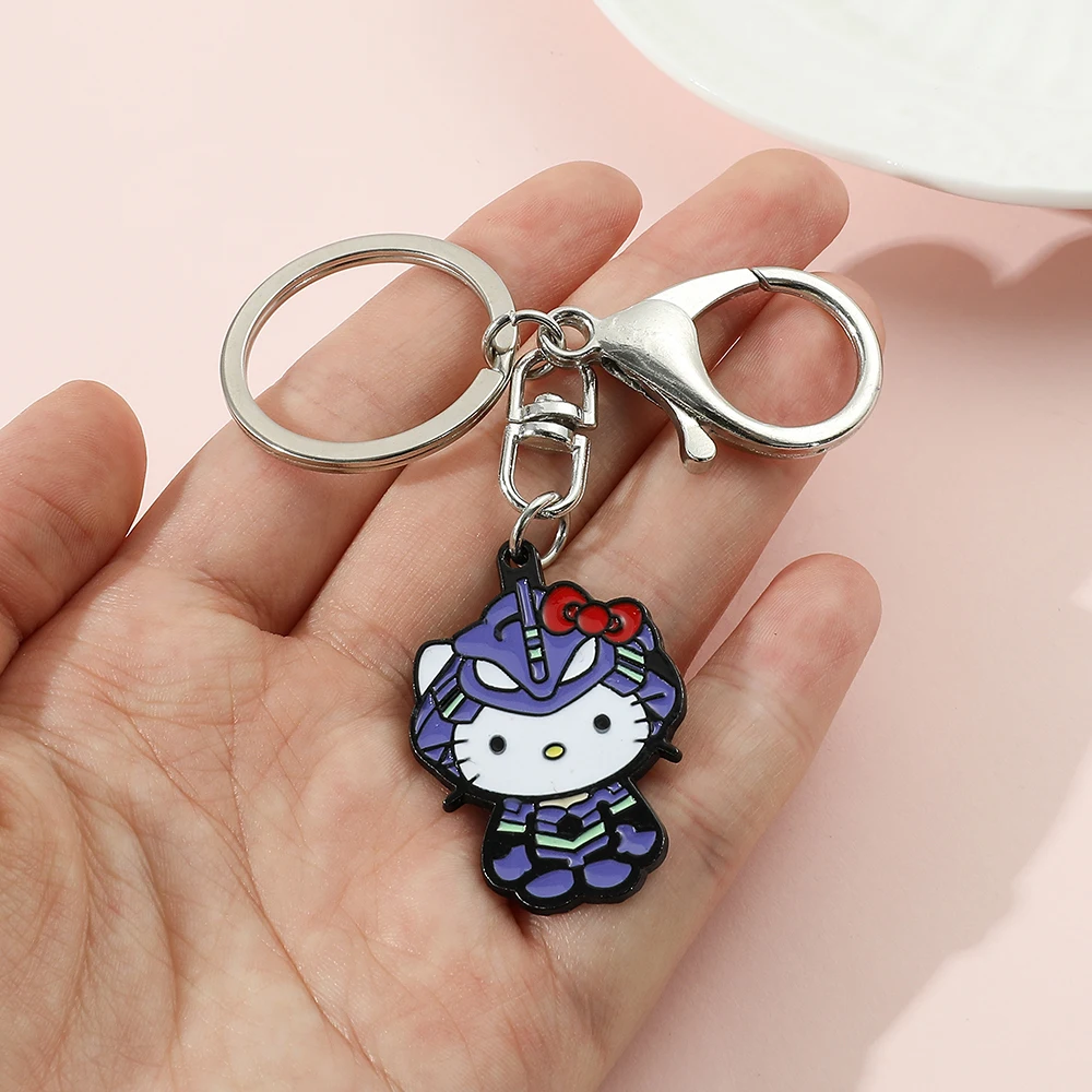 Neon Genesis Evangelion Mecha Helo Kitty Smalto Portachiavi Uomo Donna Gioielli Moda Eva-01 Portachiavi Per Accessori Per Ragazze