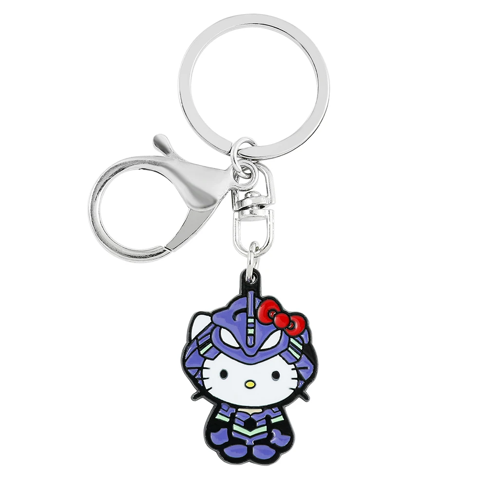 Neon Genesis Evangelion Mecha Helo Kitty Smalto Portachiavi Uomo Donna Gioielli Moda Eva-01 Portachiavi Per Accessori Per Ragazze