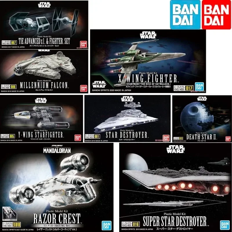 Bandai Original Star Wars X-Wing Interstellare Star Destroyer Millenniun Falcon Action Figure Toys Assemblaggio Modello Regalo